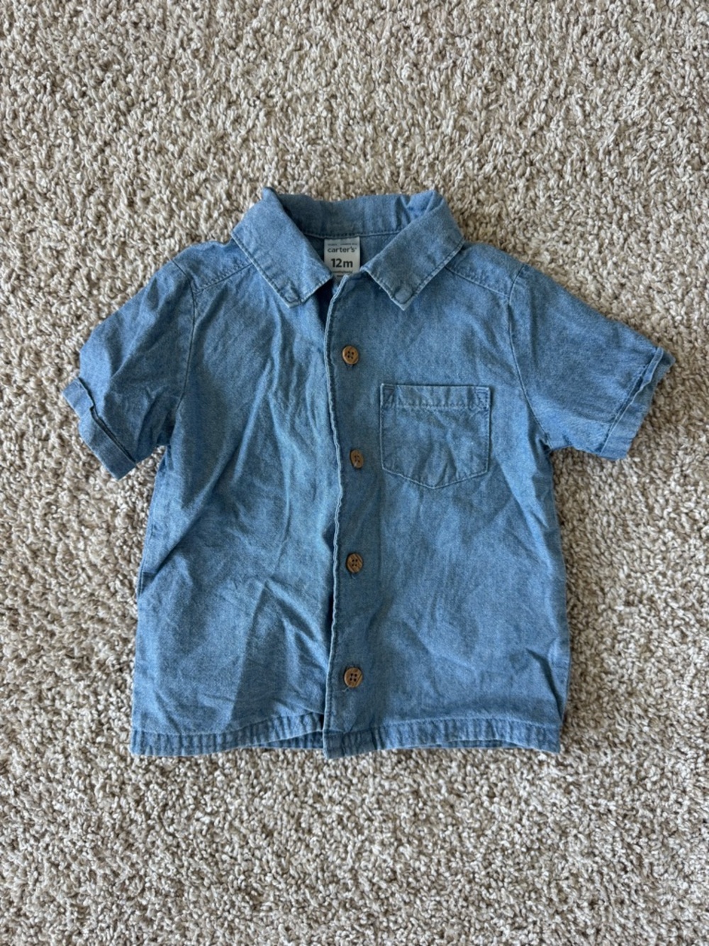 Carter's Light Blue Denim Short-Sleeve Button-Down Shirt